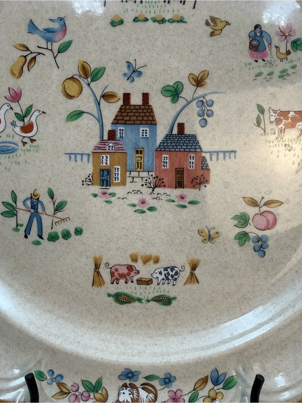 International Heartland Stoneware Round 12” Serving Platter Japan Cottage Core
